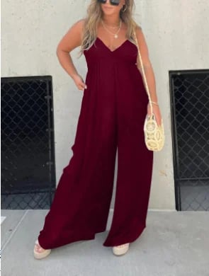 Elegante Jumpsuit met V-hals Dames jurk rood