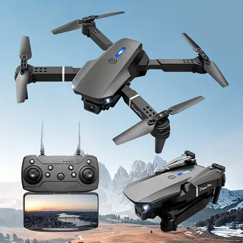 Kindervriendelijke Drone E88 – Dual Camera, WiFi Besturing, Opvouwbaar Design, 480p Video – Perfect Cadeau voor Kerst & Feestdagen, Indoor/Outdoor Quadcopter met 40m Hoogte & 50m Bereik