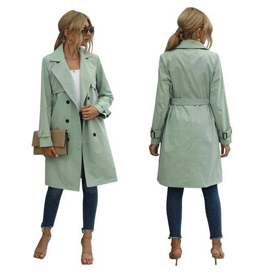 voorjaars & zomer trenchcoat dames zomerjas vrouwen elegant chique comfortabel met knopen en bijpassende riem