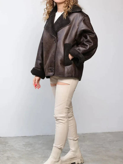 Vintage Leren Dames Jas Bruin - Zara