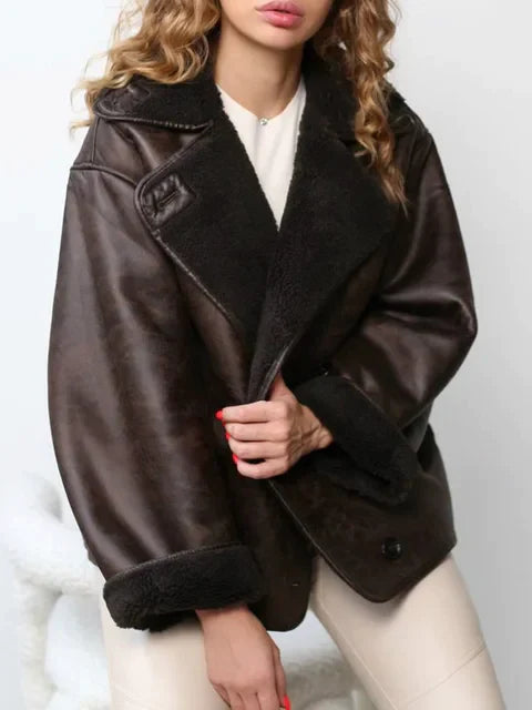 Vintage Leren Dames Jas Bruin - Zara