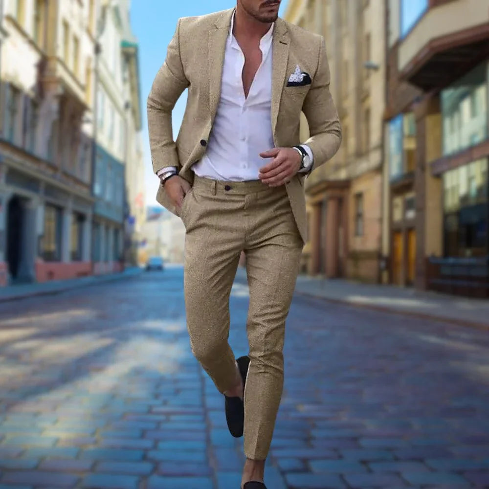 Slim Fit Herenpak van Linnen
