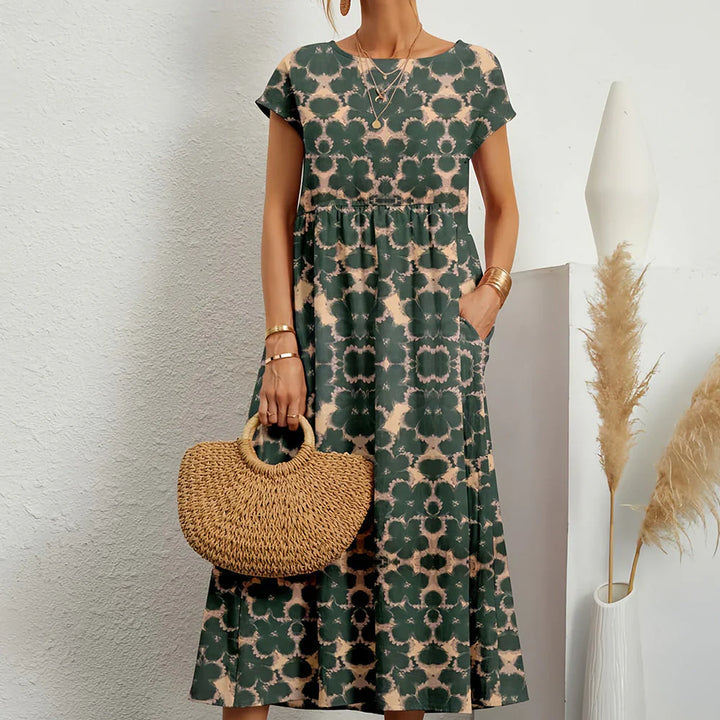 Casual midi-jurk van katoen-linnenmix voor dames