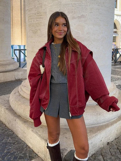 Milana - Losse Oversized Leren Dames Jas