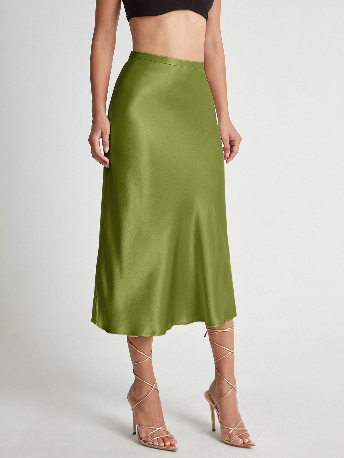 satijnen midi maxi rok elegant chique feestrok feestjurk trouwjurk trouwrok chique gelegenheden brons