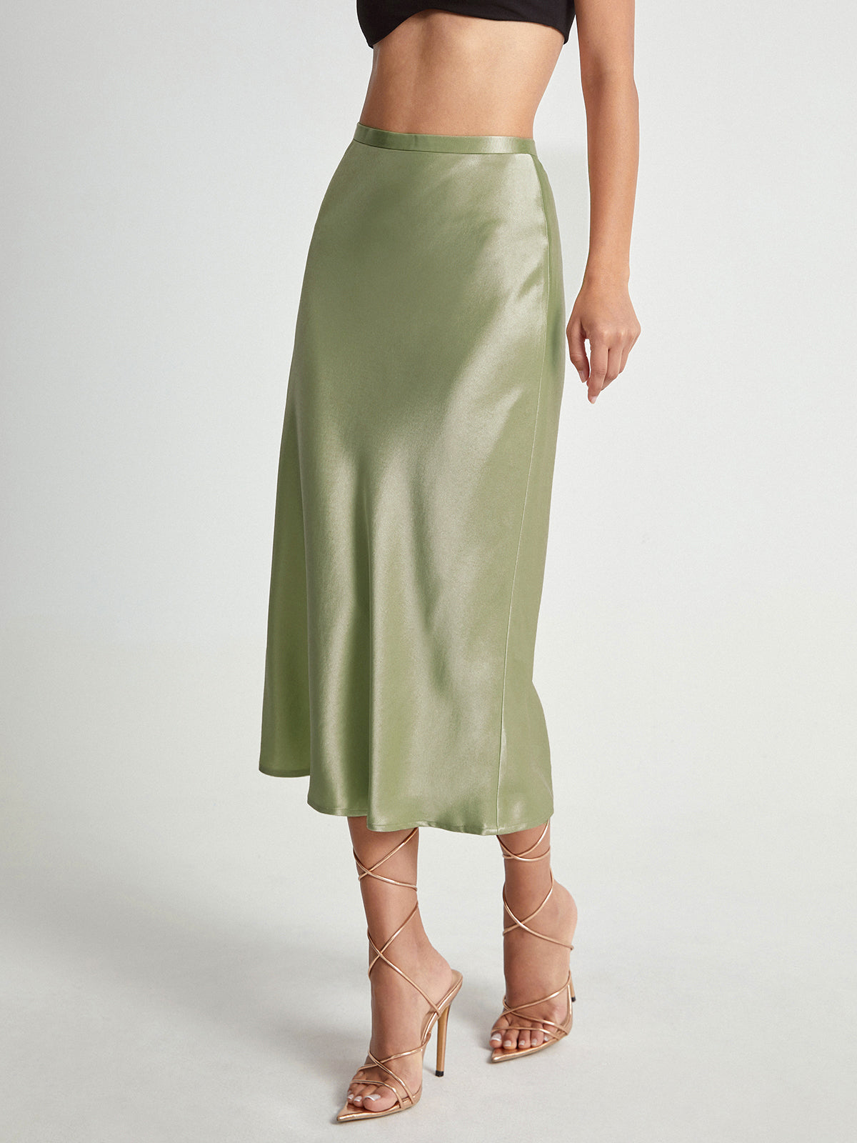 satijnen midi maxi rok elegant chique feestrok feestjurk trouwjurk trouwrok chique gelegenheden groen