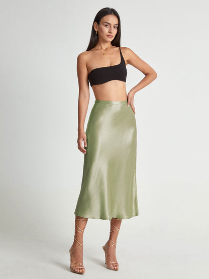 satijnen midi maxi rok elegant chique feestrok feestjurk trouwjurk trouwrok chique gelegenheden brons