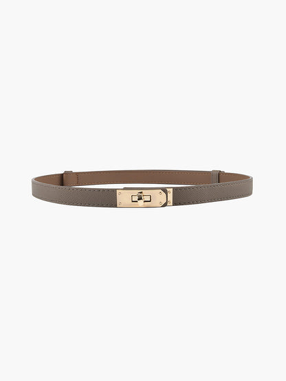 Dunne leren riem elegant verstelbare riem dames met goude gesp goud detail grijs