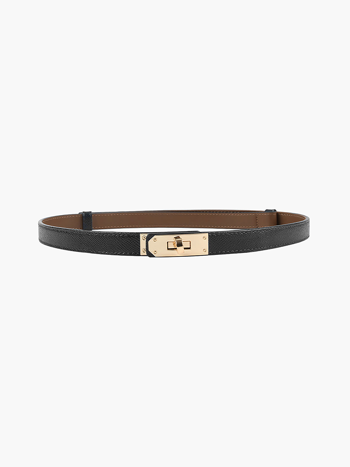 Dunne leren riem elegant verstelbare riem dames met goude gesp goud detail zwart