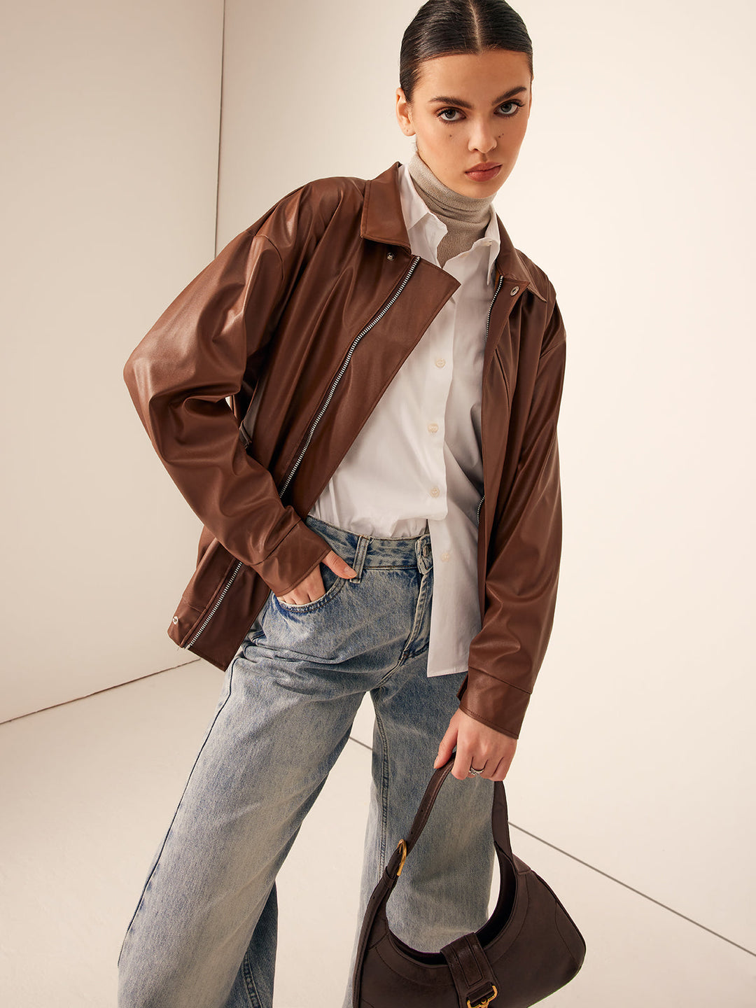 Maella - Vintage Losse Leren Dames Jas