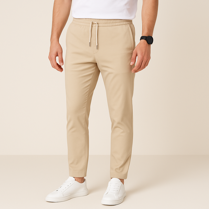 Heren slim fit trekkoordbroek