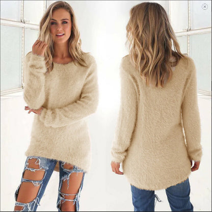 Casual Warme Fluffy Sweater Voor Dames