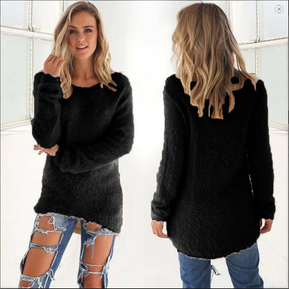 Casual Warme Fluffy Sweater Voor Dames