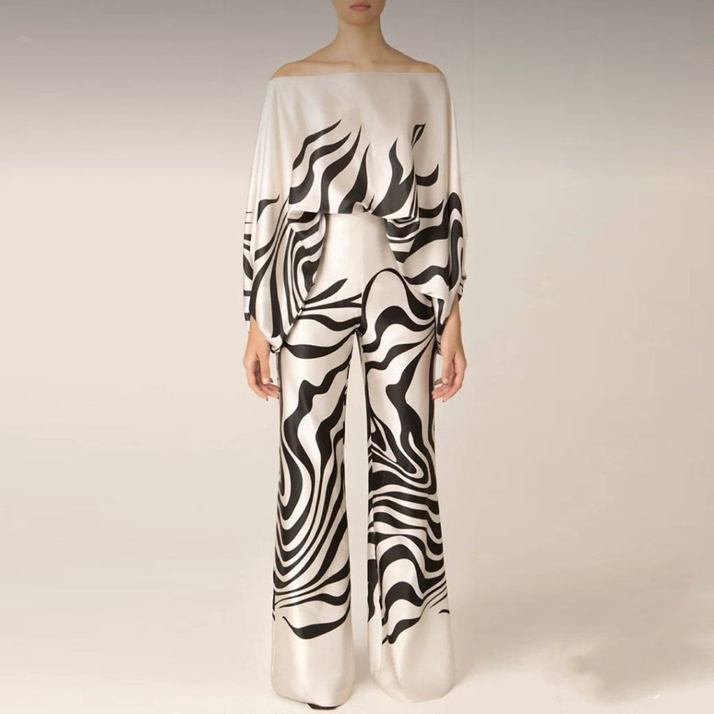 Off-shoulder satijnen set van 2 stuks voor dames