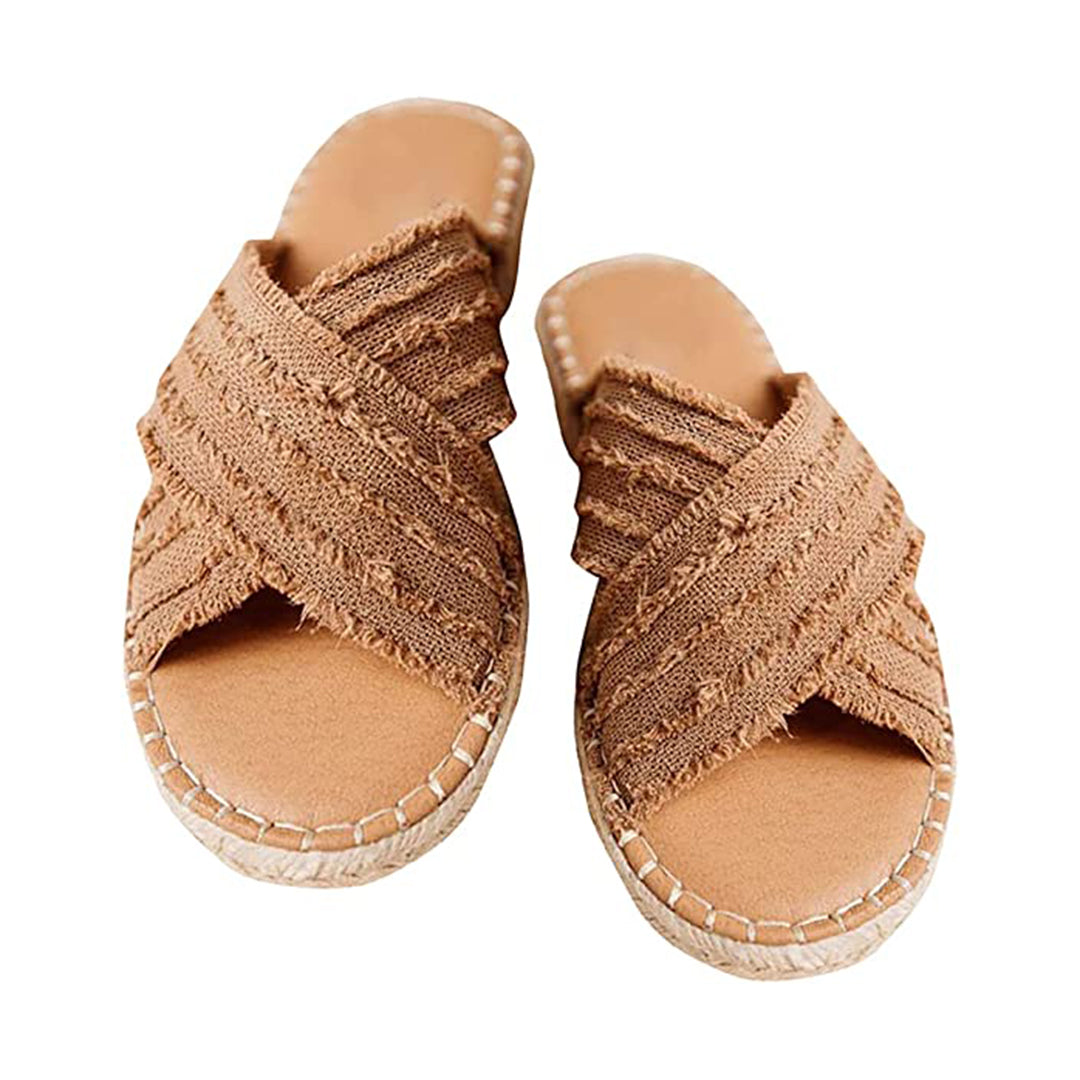 Casual boho bohemian flat slippers sandalen ondersteunend zomerse sandalen strand dames bruin