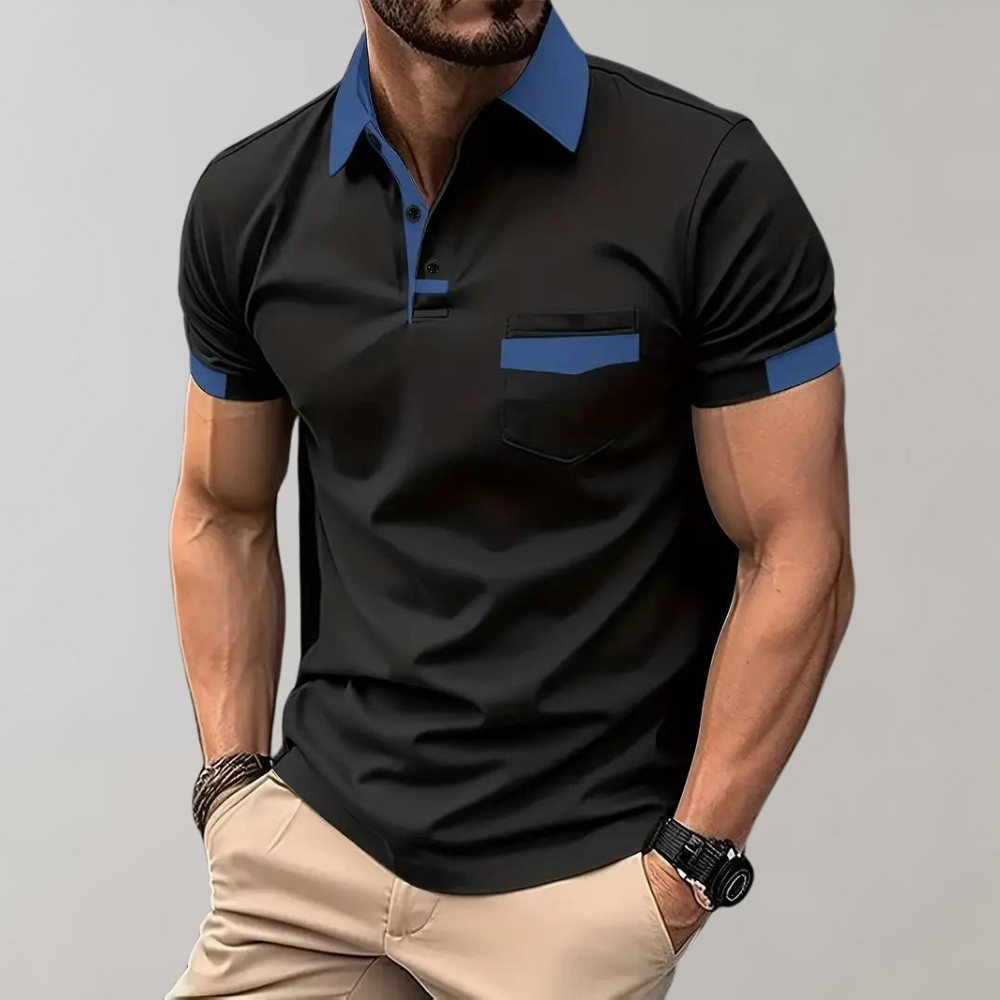 Dit trendy poloshirt is perfect voor warme zomerdagen en biedt een slanke, moderne pasvorm die zowel casual als elegant gedragen kan worden.