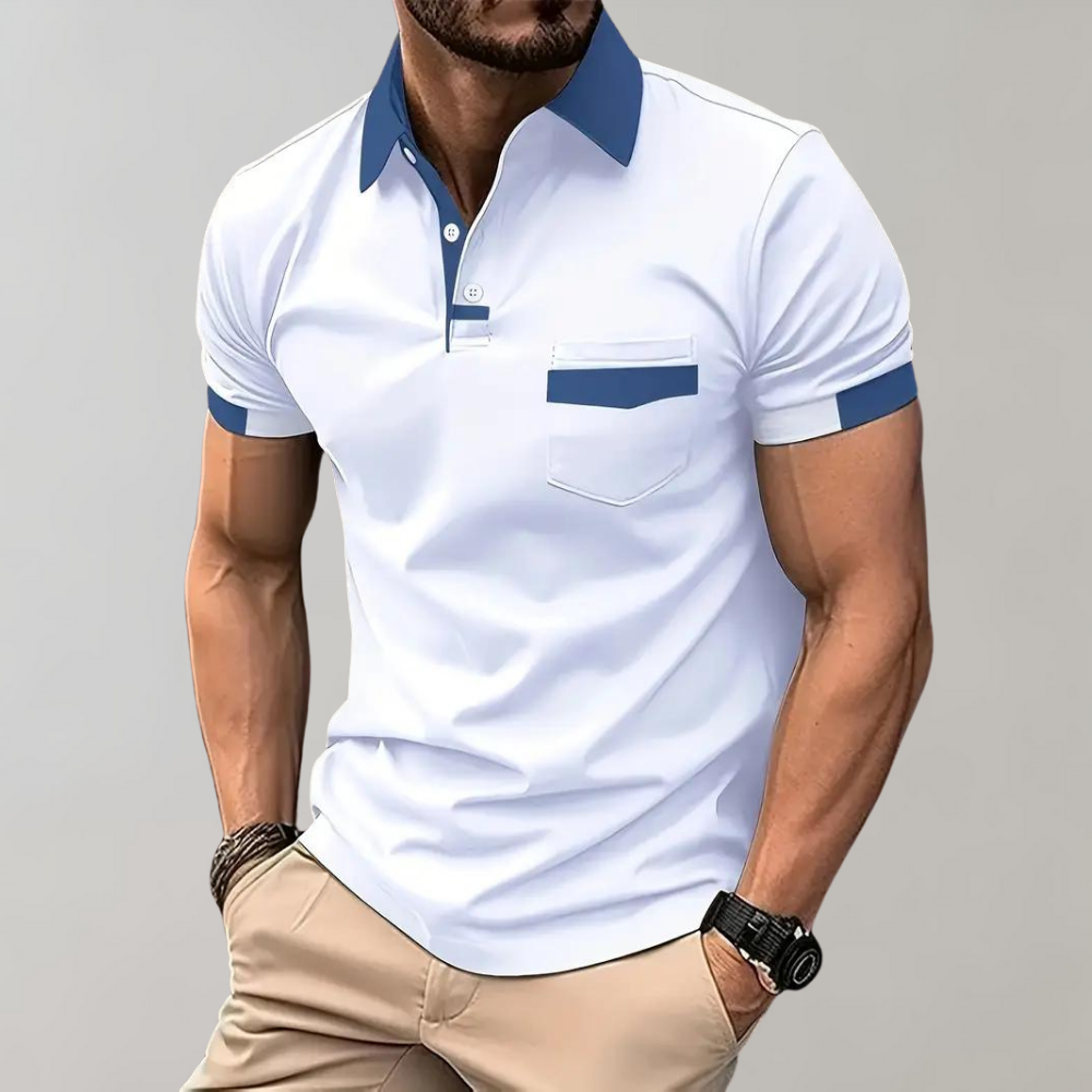 Dit trendy poloshirt is perfect voor warme zomerdagen en biedt een slanke, moderne pasvorm die zowel casual als elegant gedragen kan worden.