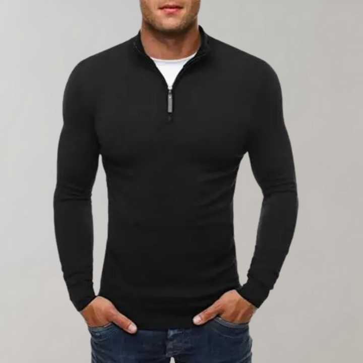 Casual Sweater Met Half Zip Heren - Silvester
