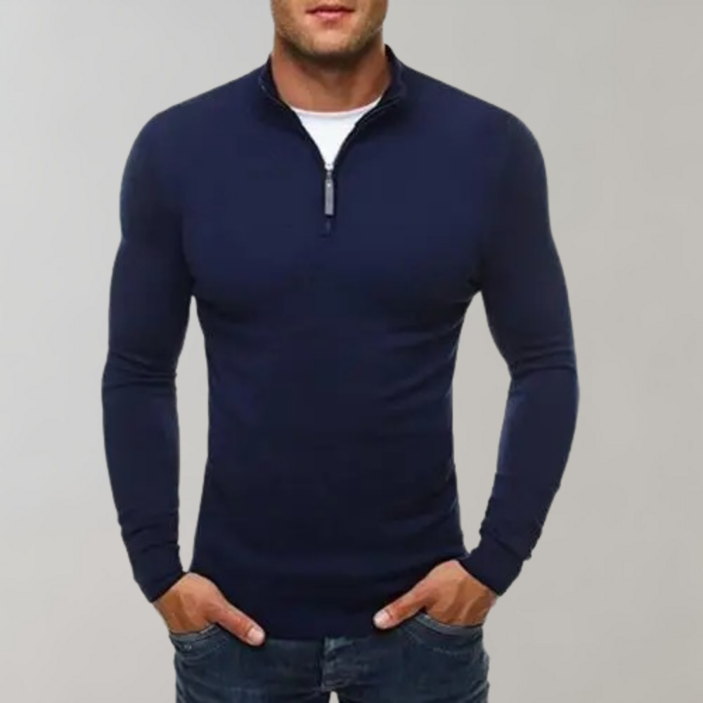 Casual Sweater Met Half Zip Heren - Silvester