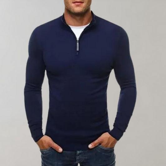 Casual Sweater Met Half Zip Heren - Silvester