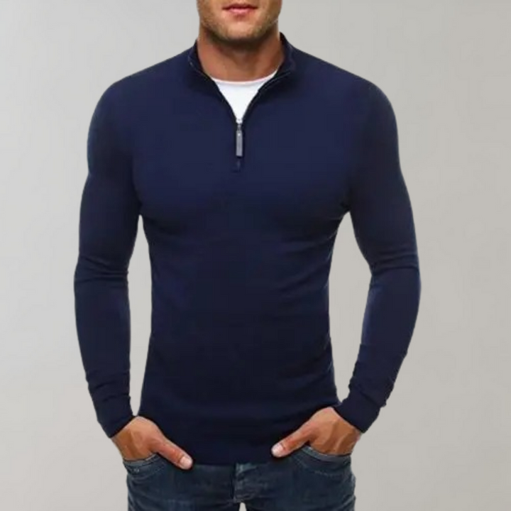 Casual Sweater Met Half Zip Heren - Silvester
