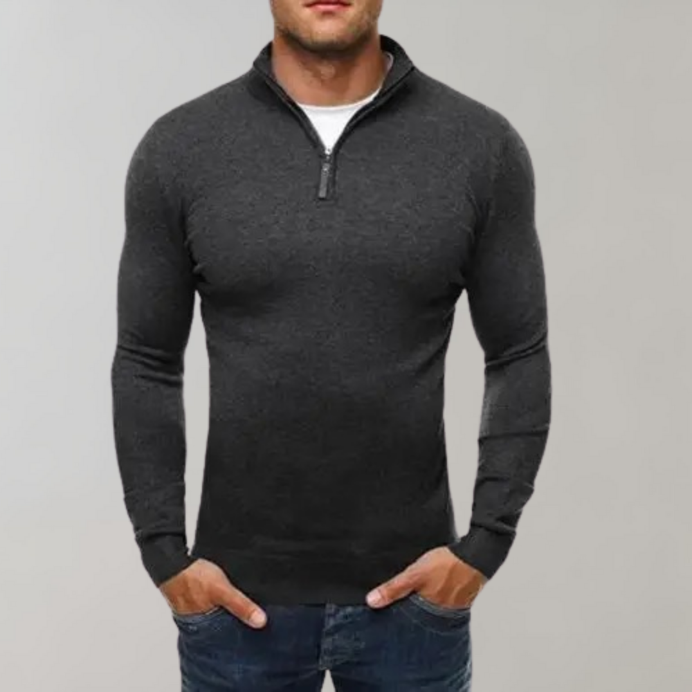 Casual Sweater Met Half Zip Heren - Silvester