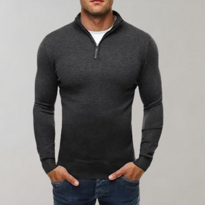 Casual Sweater Met Half Zip Heren - Silvester