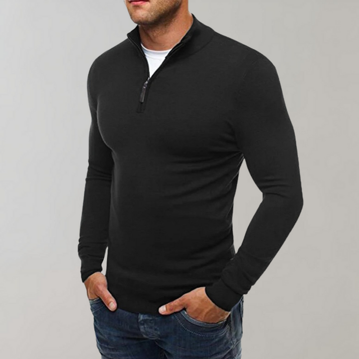 Casual Sweater Met Half Zip Heren - Silvester