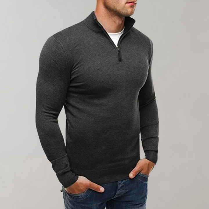 Casual Sweater Met Half Zip Heren - Silvester