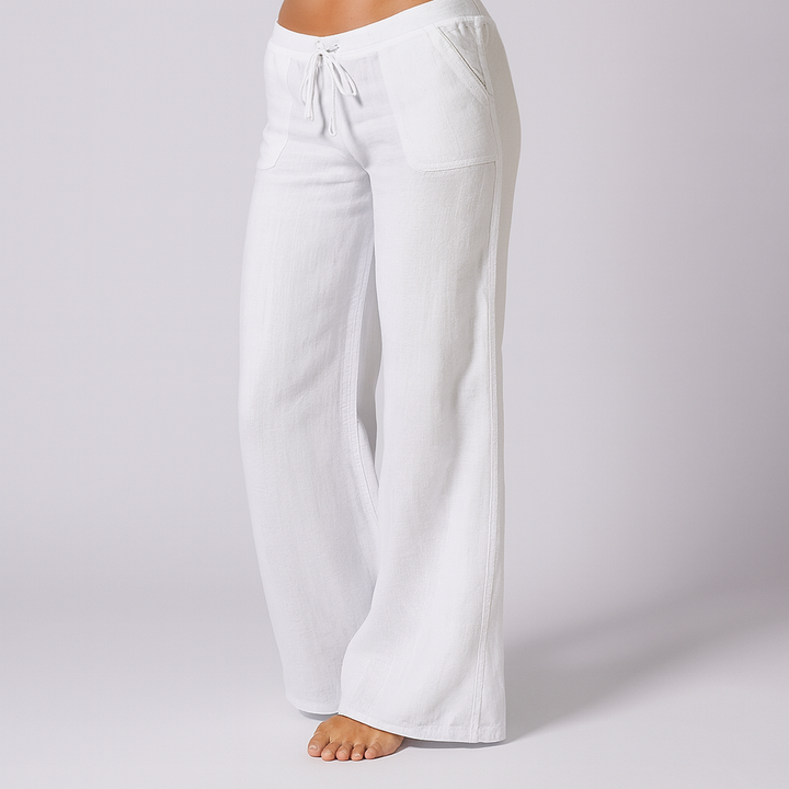Losse casual broek van linnenmix