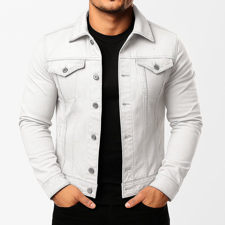Casual effen heren denim jas