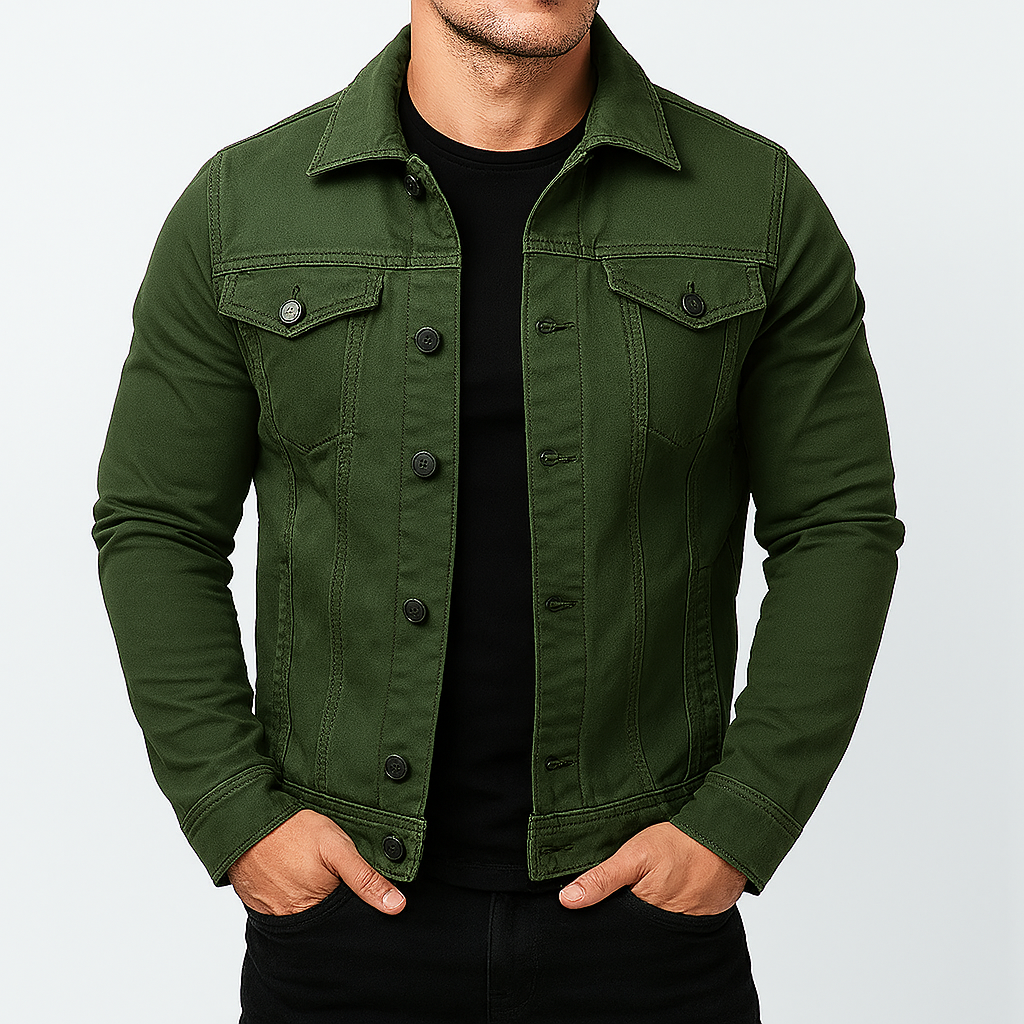 Casual effen heren denim jas