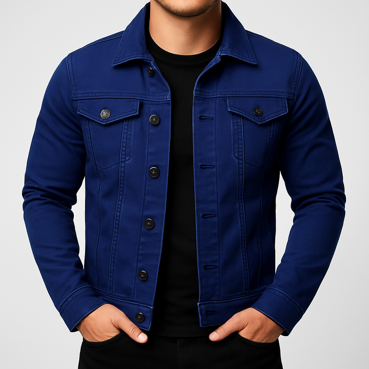 Casual effen heren denim jas