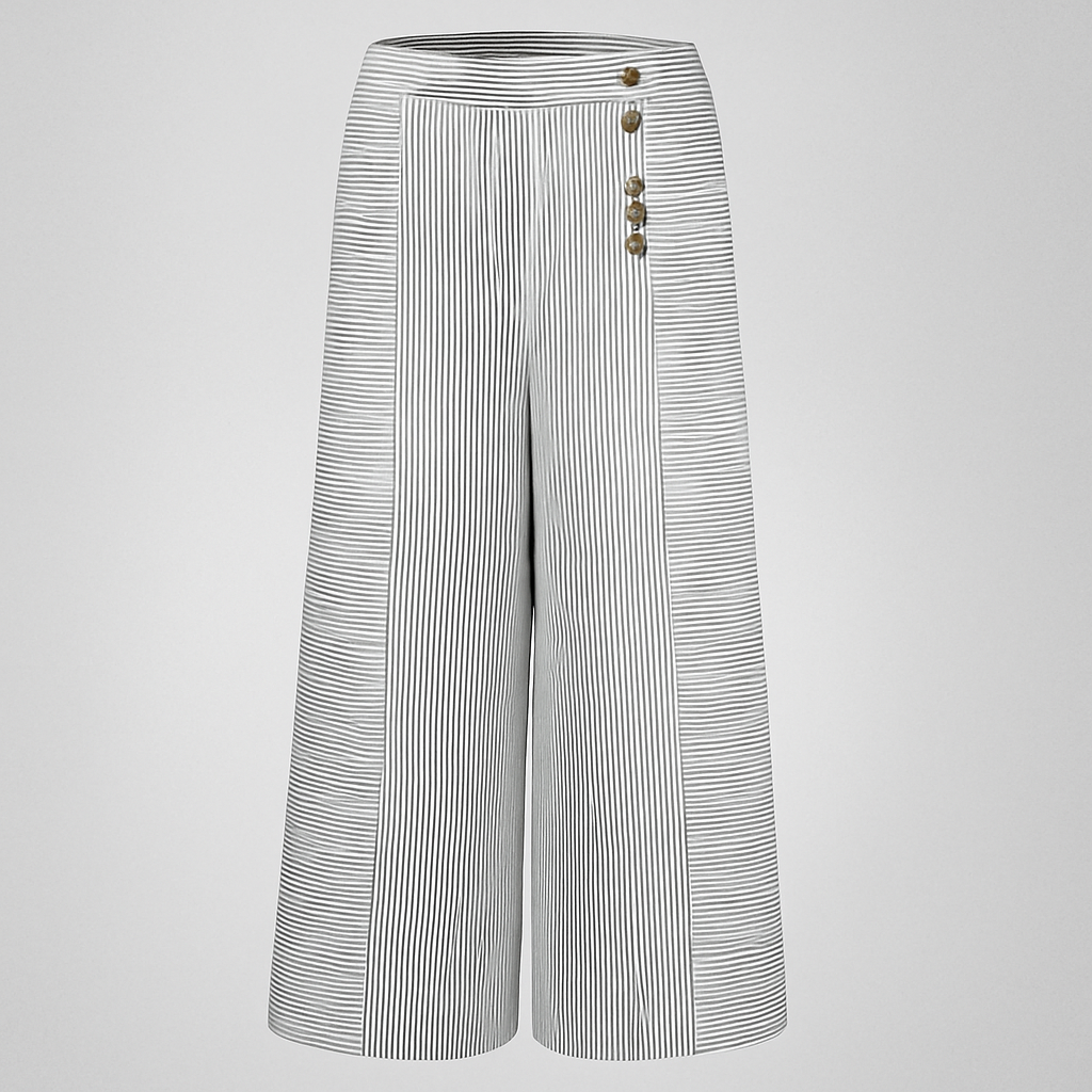 Gestreepte hoge taille wijde broek