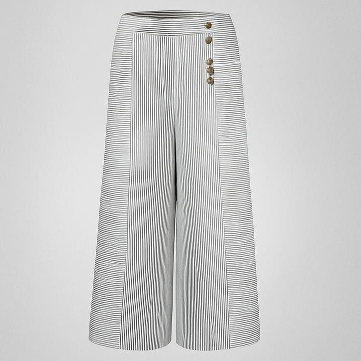 Gestreepte hoge taille wijde broek