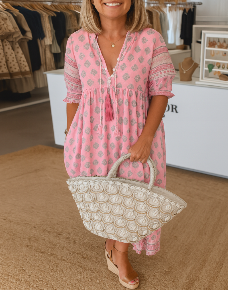 Boheemse jurk met lantaarnmouwen