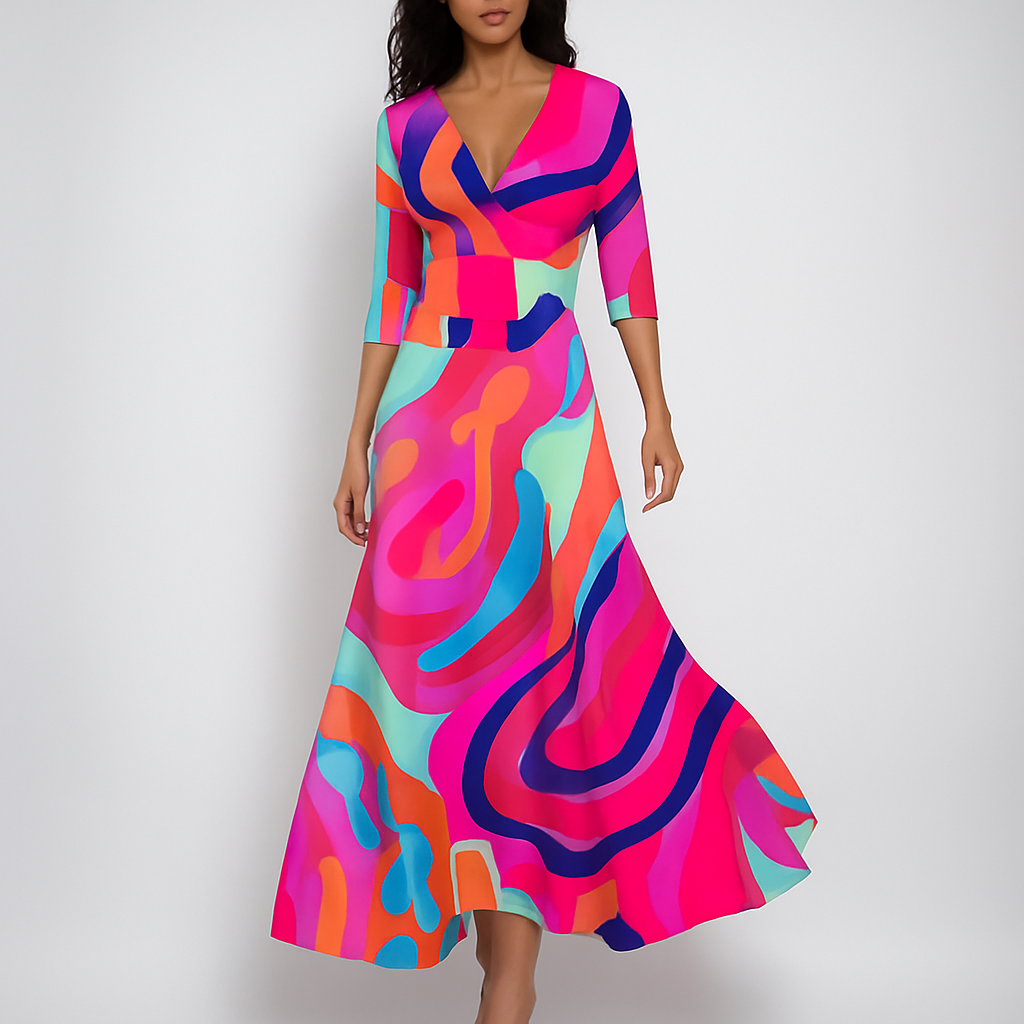 Zomerklare bohemian maxi-jurk met V-hals