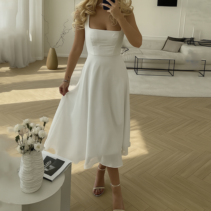 Elegante mouwloze effen jurk voor dames