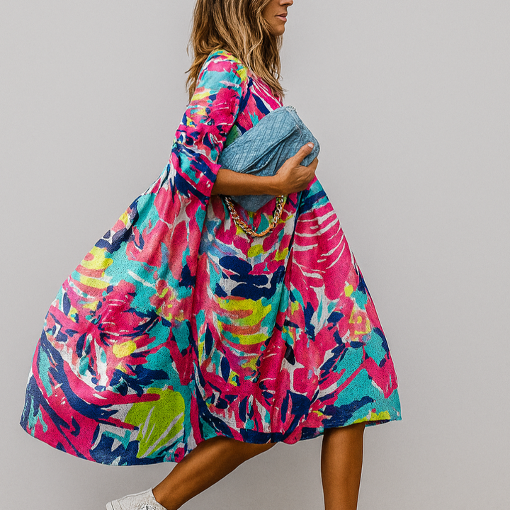 Oversized midi-jurk met bloemenprint
