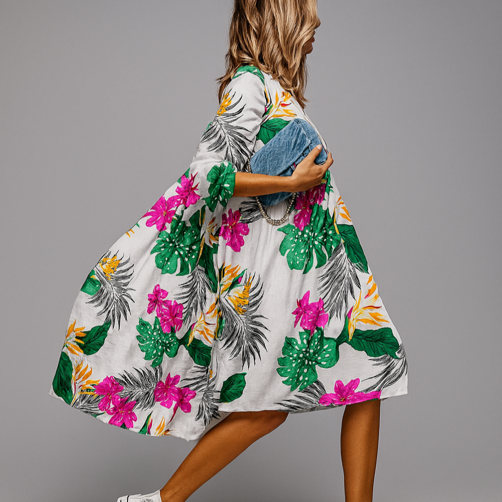 Oversized midi-jurk met bloemenprint