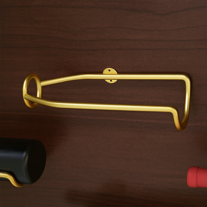 Set van 5 elegante, aan de muur te bevestigen ijzeren wijnrekken