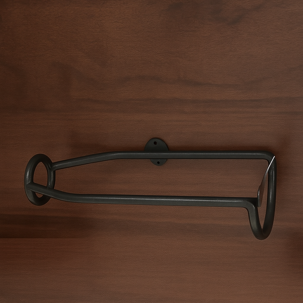 Set van 5 elegante, aan de muur te bevestigen ijzeren wijnrekken