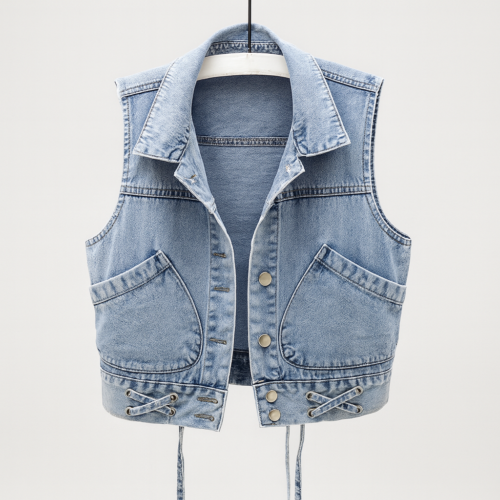 Mouwloos lichtgewicht denim vest voor dames