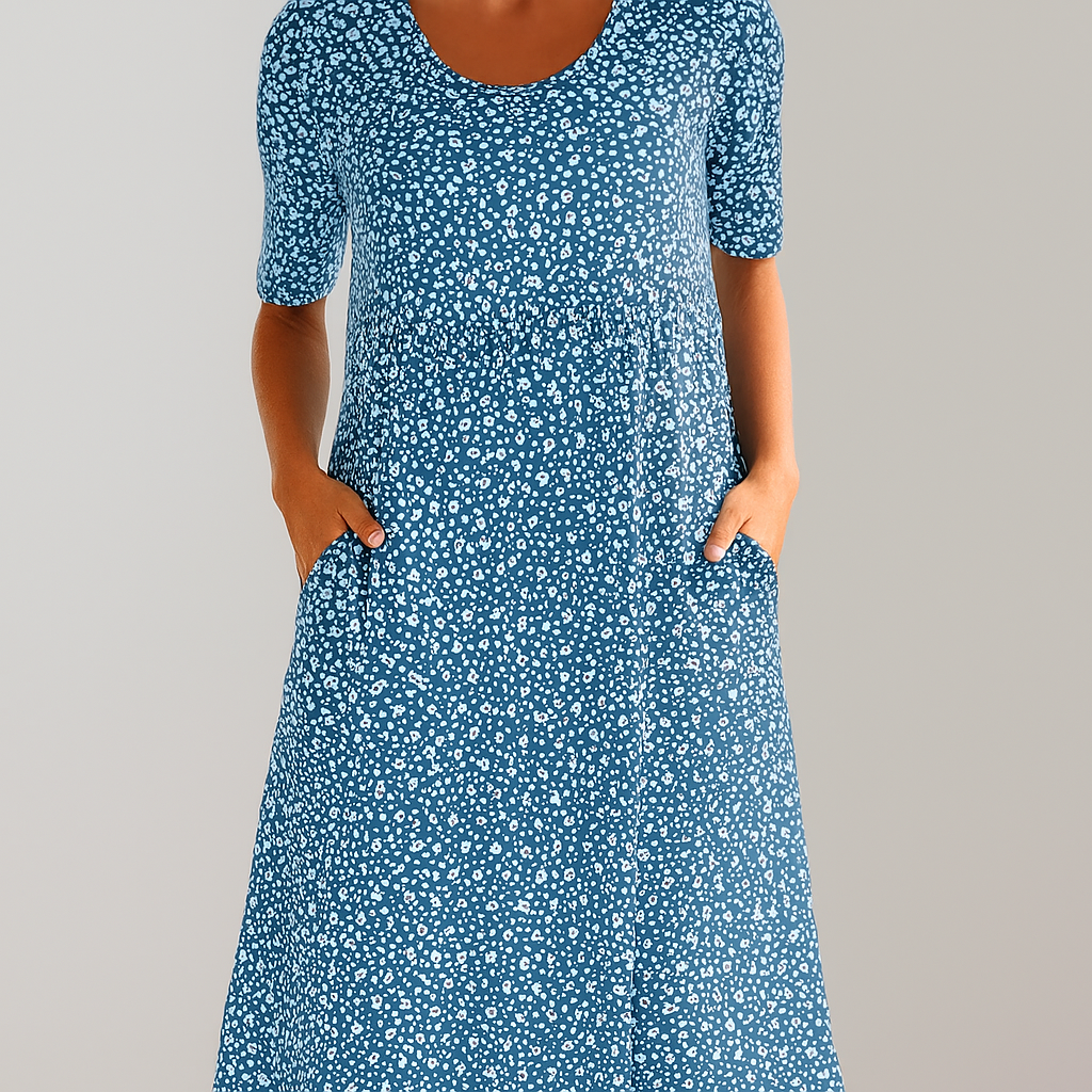 Florale hoge taille midi-jurk met zakken