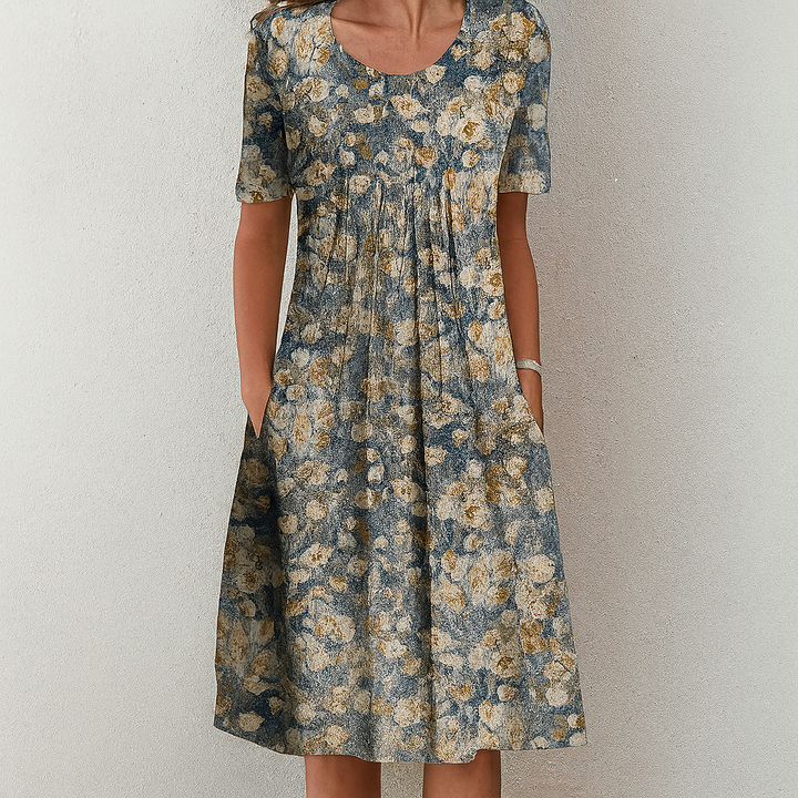 Moeiteloze vintage zomerjurk met bloemenruffles