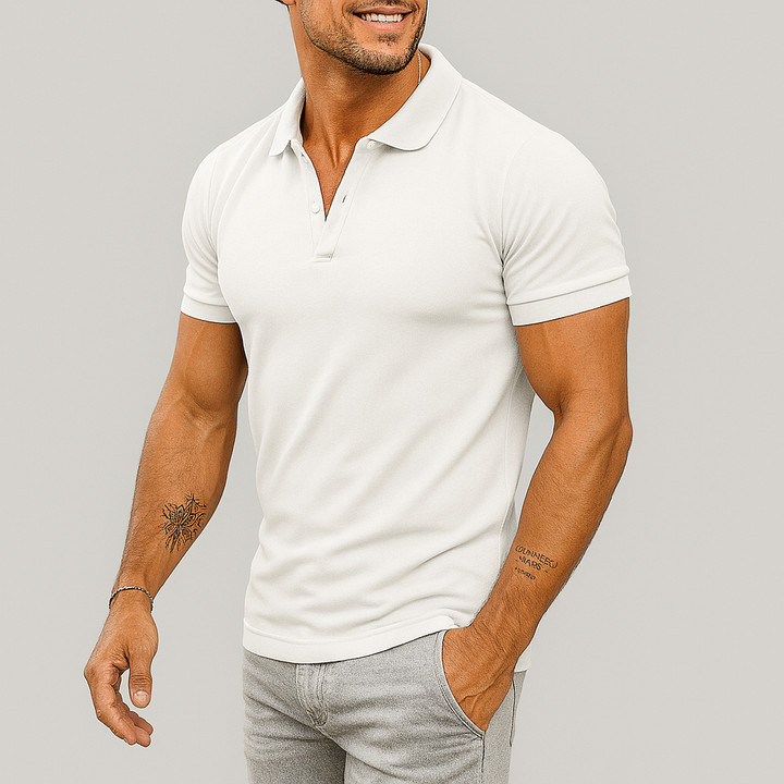 Heren slim fit poloshirt met halve rits