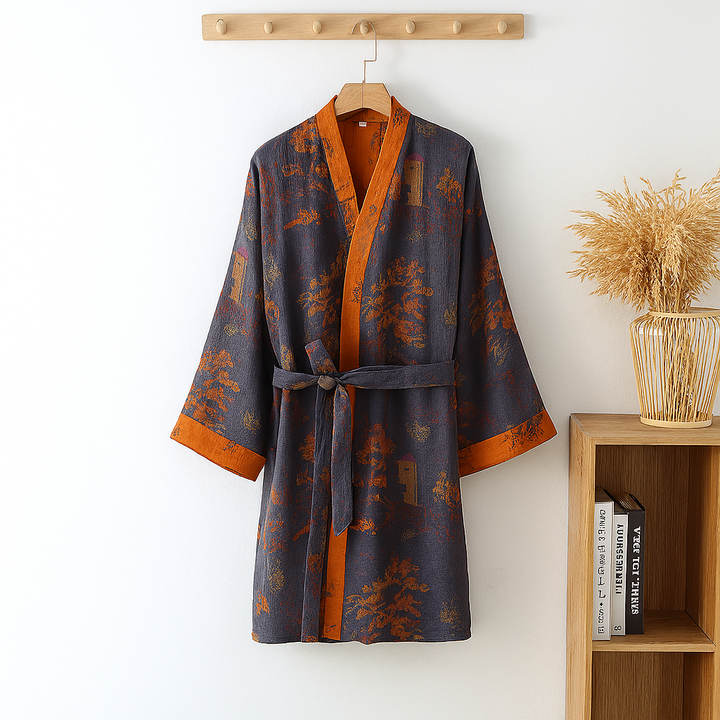 Lichtgewicht katoenen kimono-robe voor heren