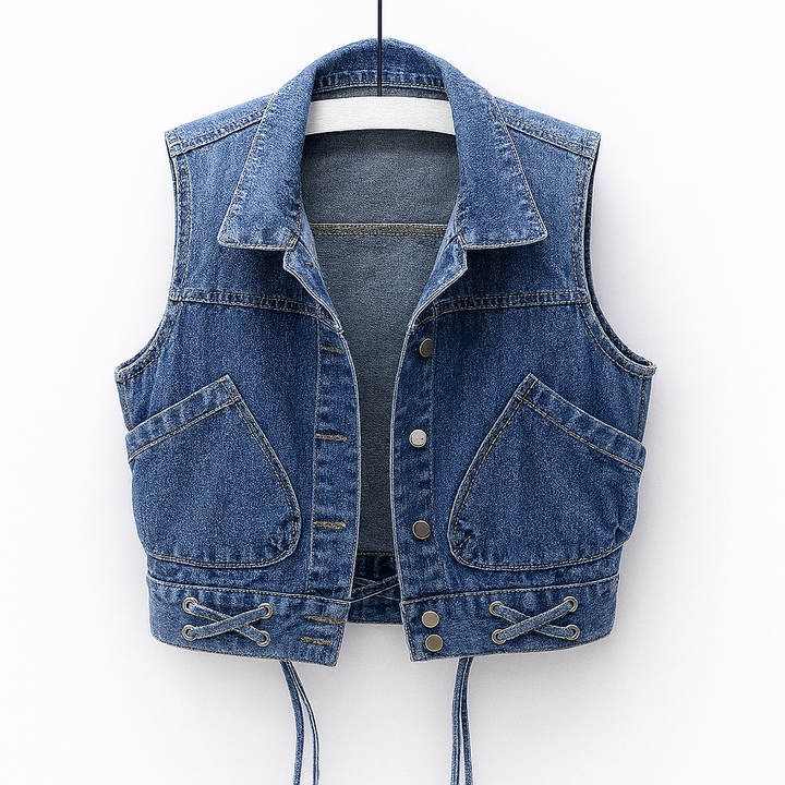 Mouwloos lichtgewicht denim vest voor dames