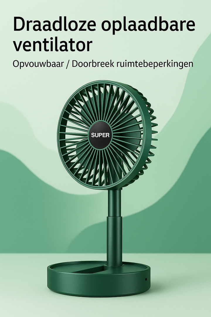 Opvouwbare USB-Tafelventilator met Krachtige Luchtstroom