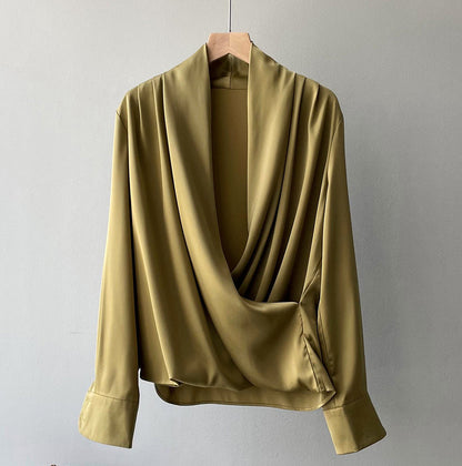 Elegante Satijnen Blouse - Dames Luxe Lente Chique groen